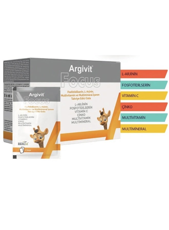Argivit Focus Sachet: Advanced Multivitamin, Multimineral, L-Arginine, Phosphatidylserine Supplement - Image 3
